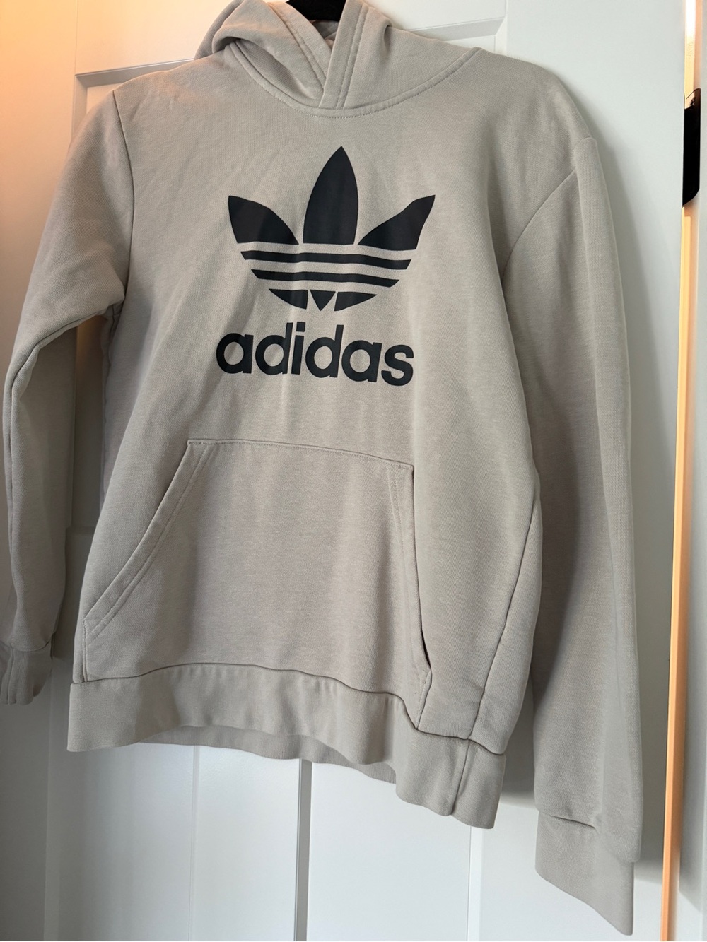adidas Boys Trefoil Hoodie Sweatshirt in Light Beige
